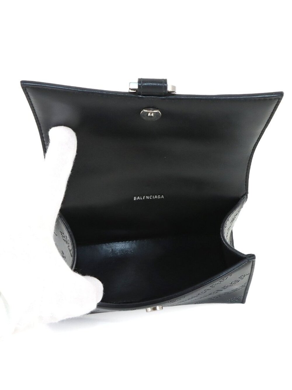 Balenciaga Hourglass XS 2-Way Bag Leather Rhinestone Black - Picture 6 of 10